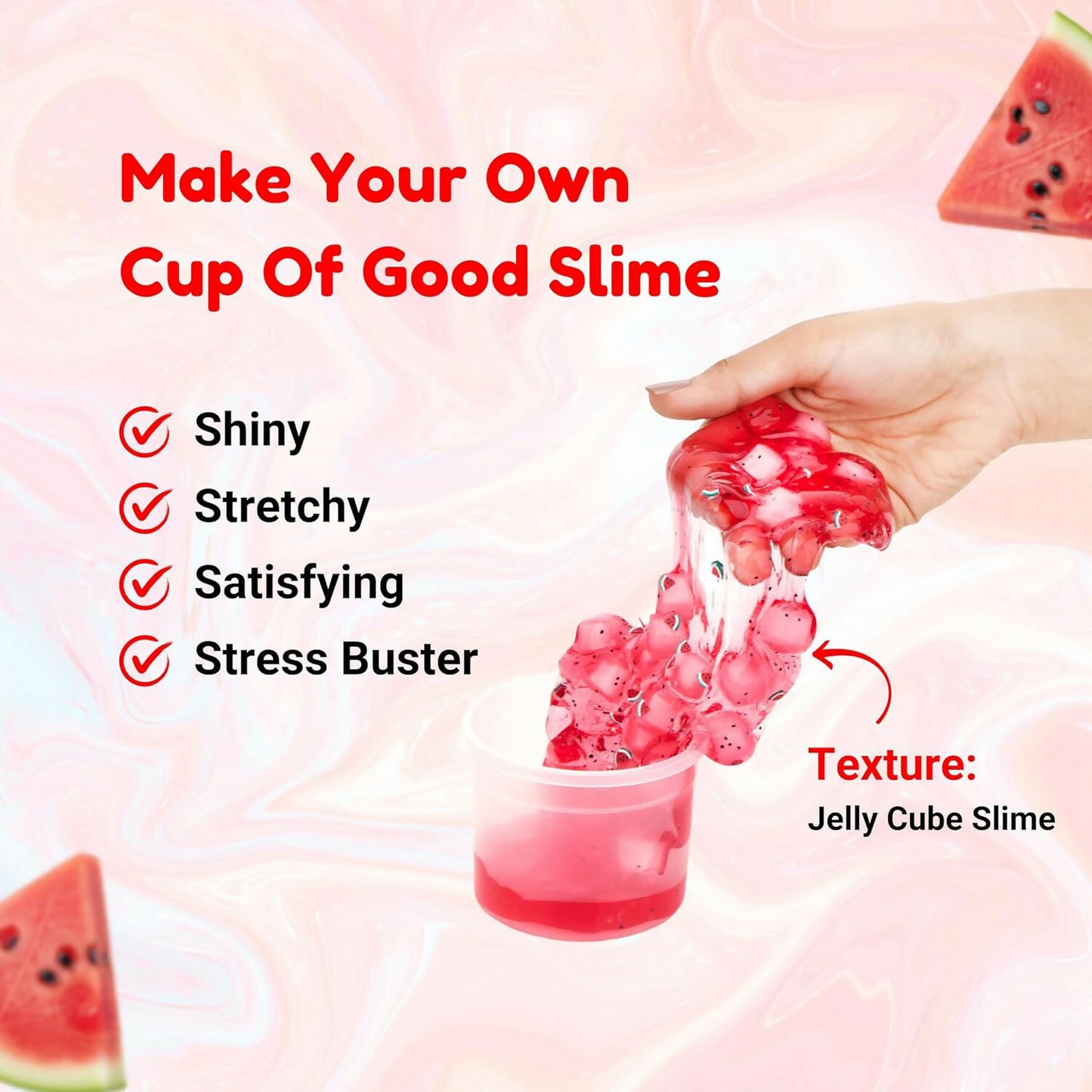 Watermelon Jelly Cube Slime Making Kit for Kids – DIY Tubbie Slime Kit with Activator