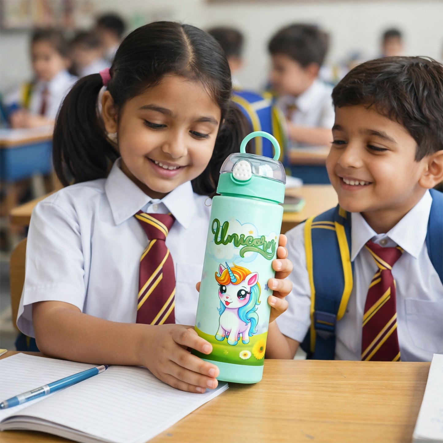 Kids unicorn Water Bottle with Straw Leak Proof BPA Free Sipper (900 Ml)