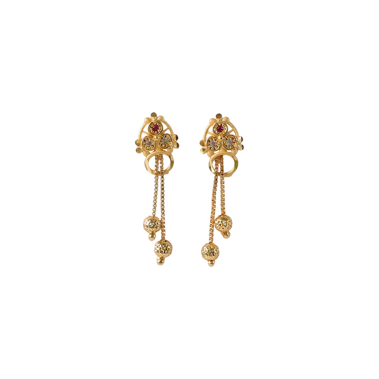 Gold-plated earrings displayed on white background