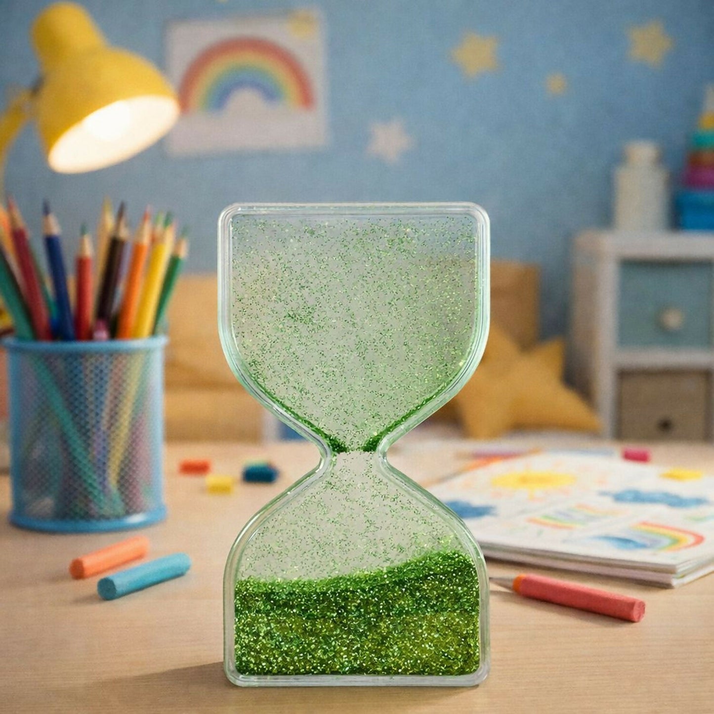 Green Liquid Sand Timer Hourglass Stress Relief Sensory Toy for Kids