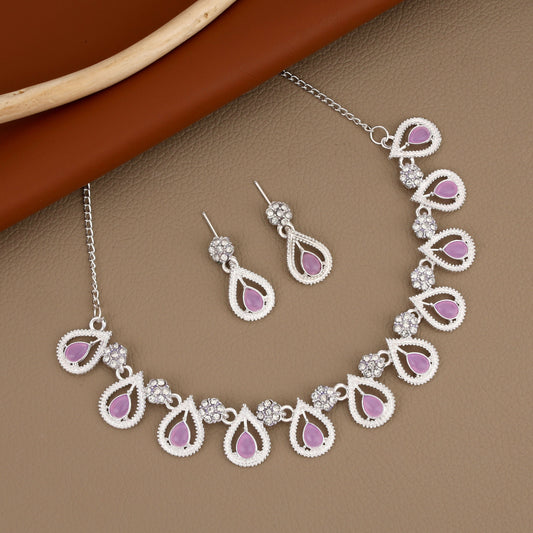 Rustic Oxidized Silver Purple & Emerald Choker Set