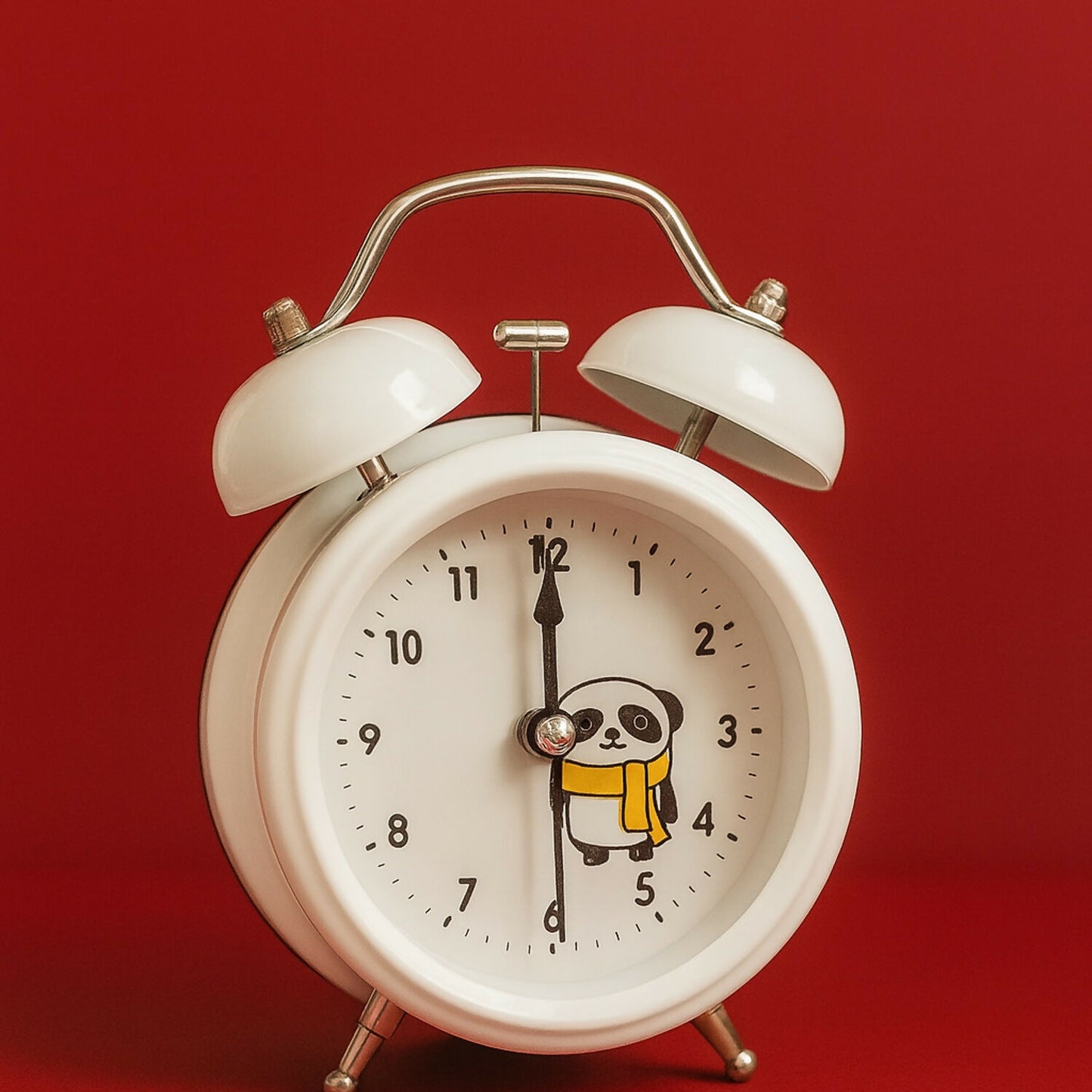 White Panda Twin Bell Alarm Clock for Kids | Loud Ring | Study & Bedside Use