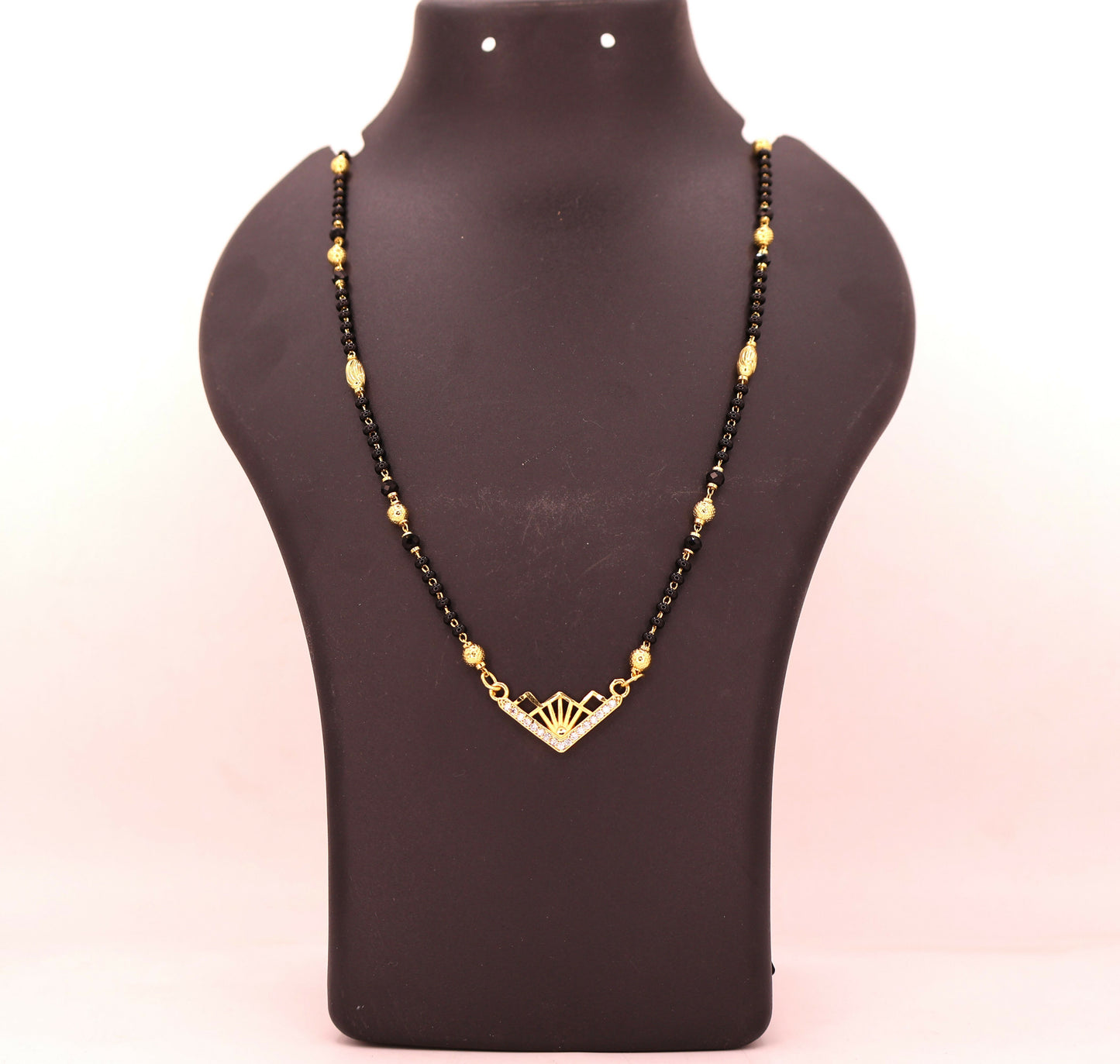 Gold Diamond Mangalsutra with Geometric Art Deco Pendant