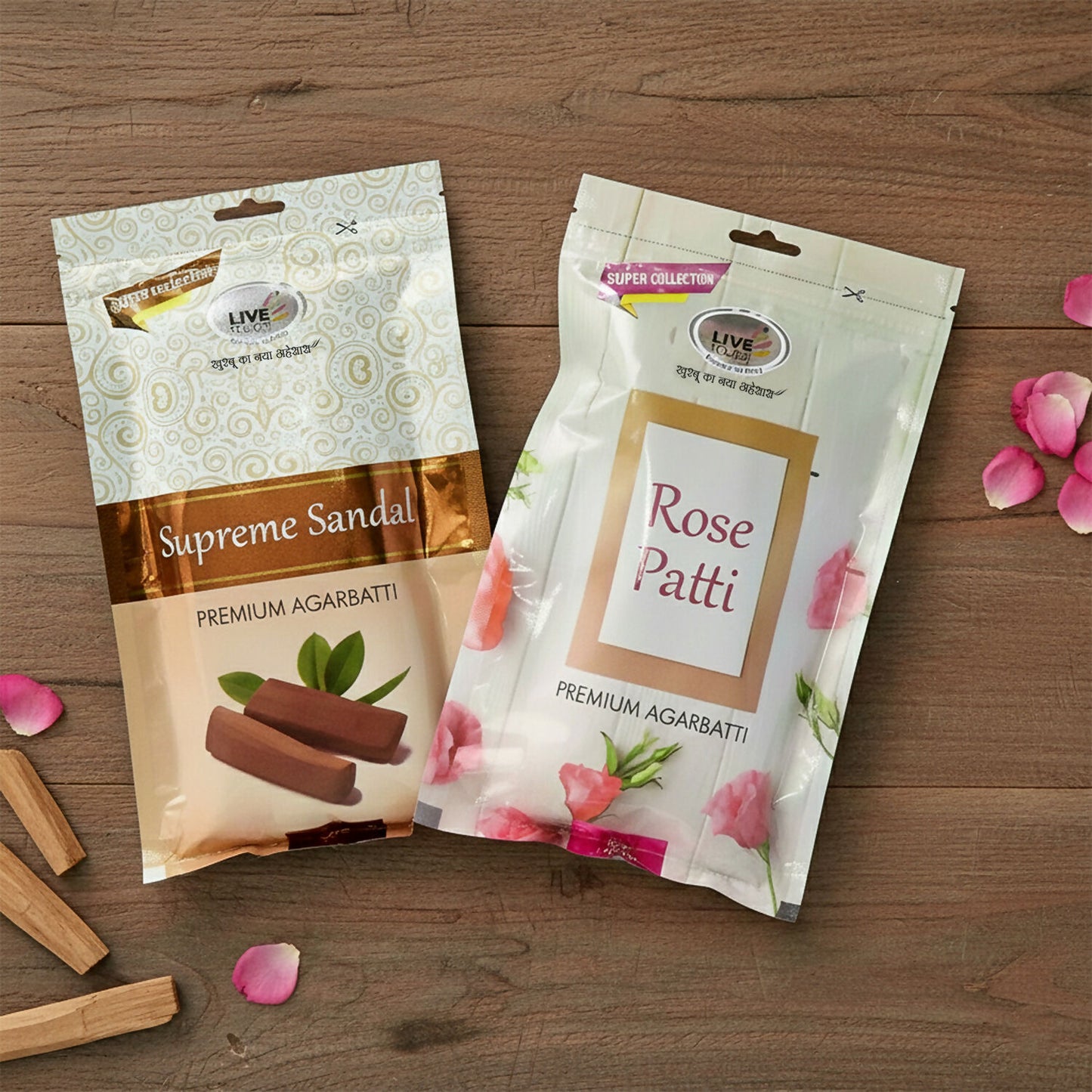 Premium Agarbatti Combo Pack Supreme Sandal & Rose Patti Fragrance (2 Packs of 250 gm)