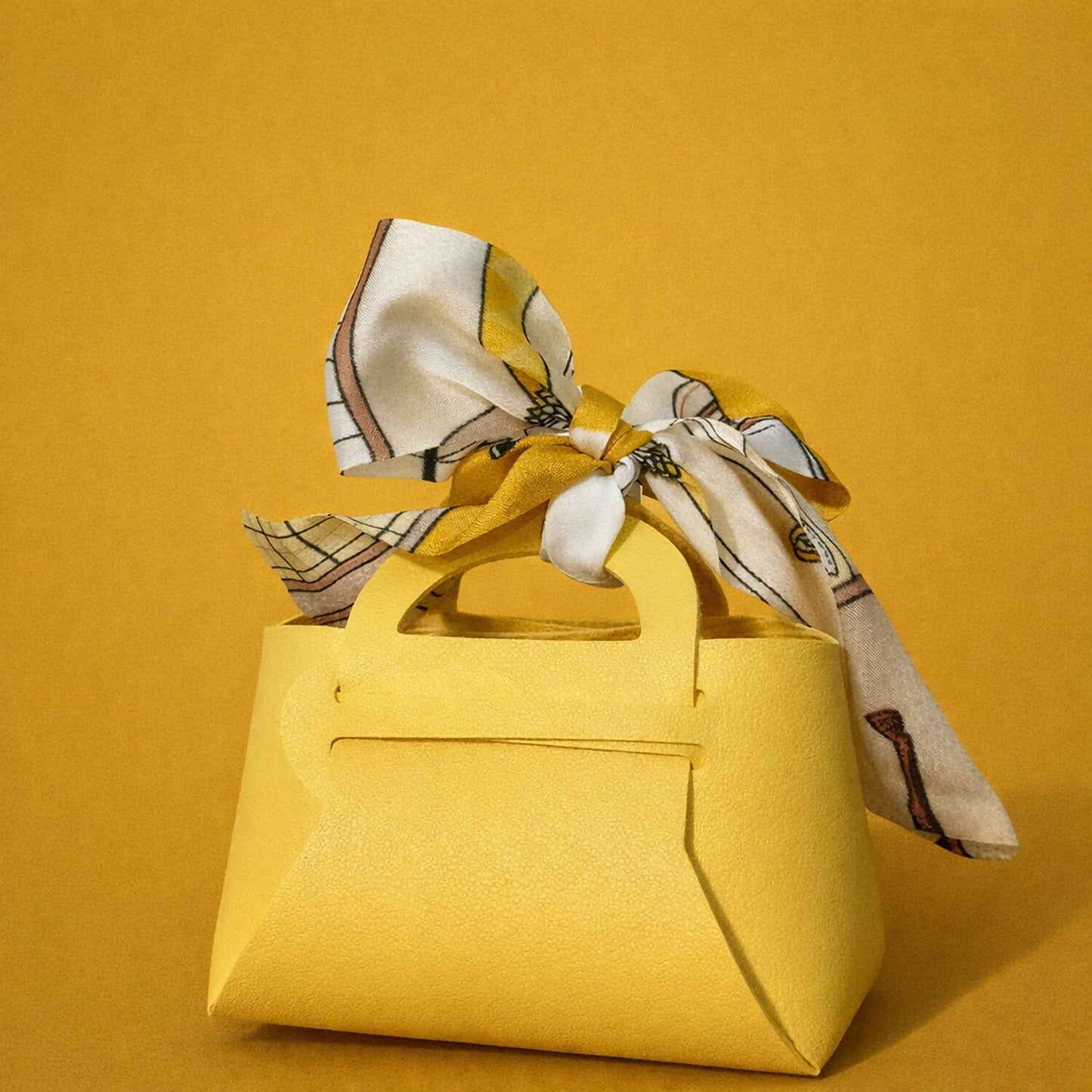 Women’s Mini Handbag with Printed Scarf Handle | Compact Stylish Daily Purse