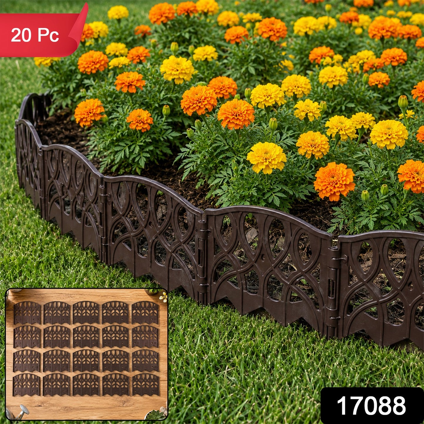 Decorative Garden Border Fence Set – 20 Interlocking Panels