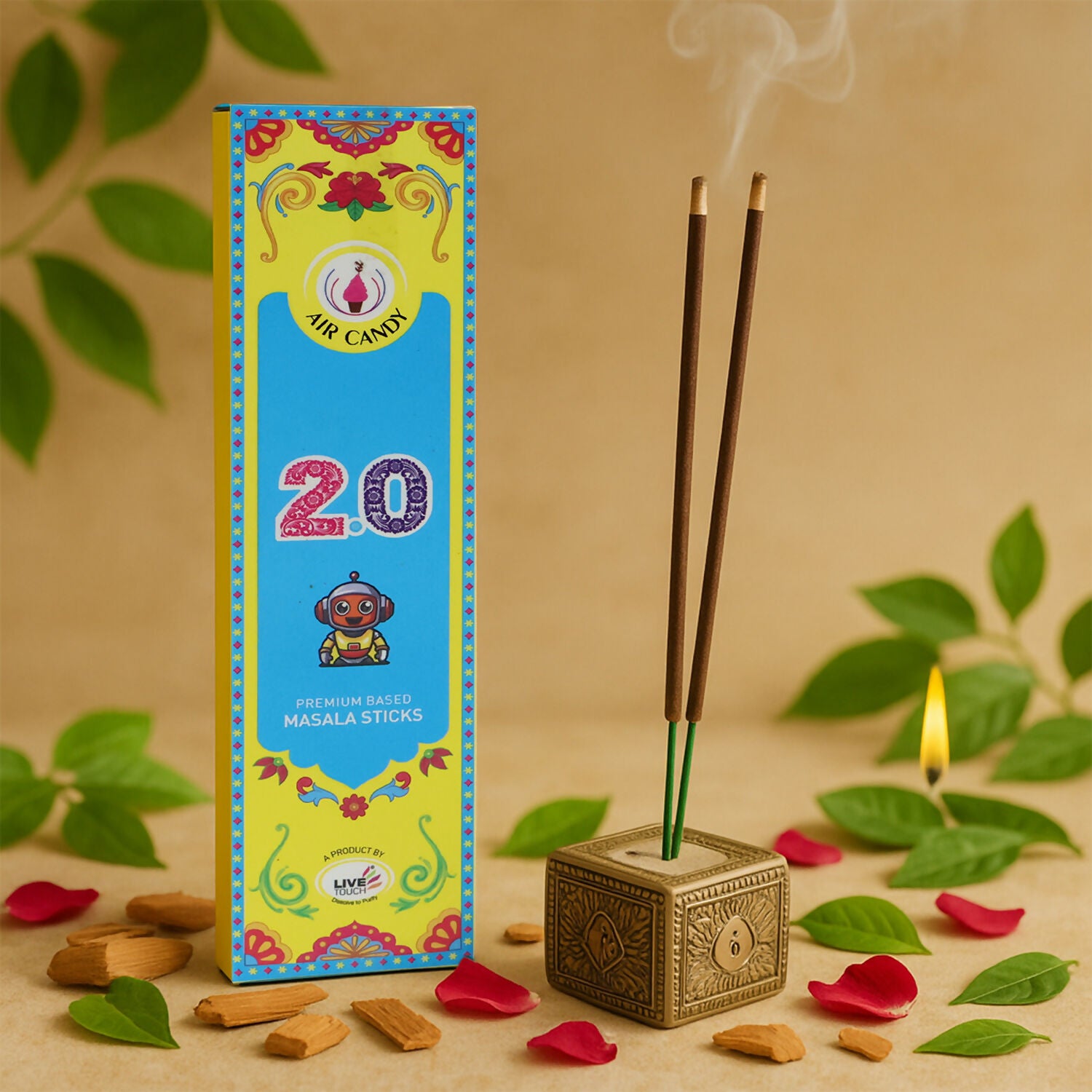 Air Candy 2.0 Premium Masala Incense Sticks – Refreshing Long-Lasting Fragrance for Meditation, Prayer & Home Ambience (Pack of 10 Sticks)