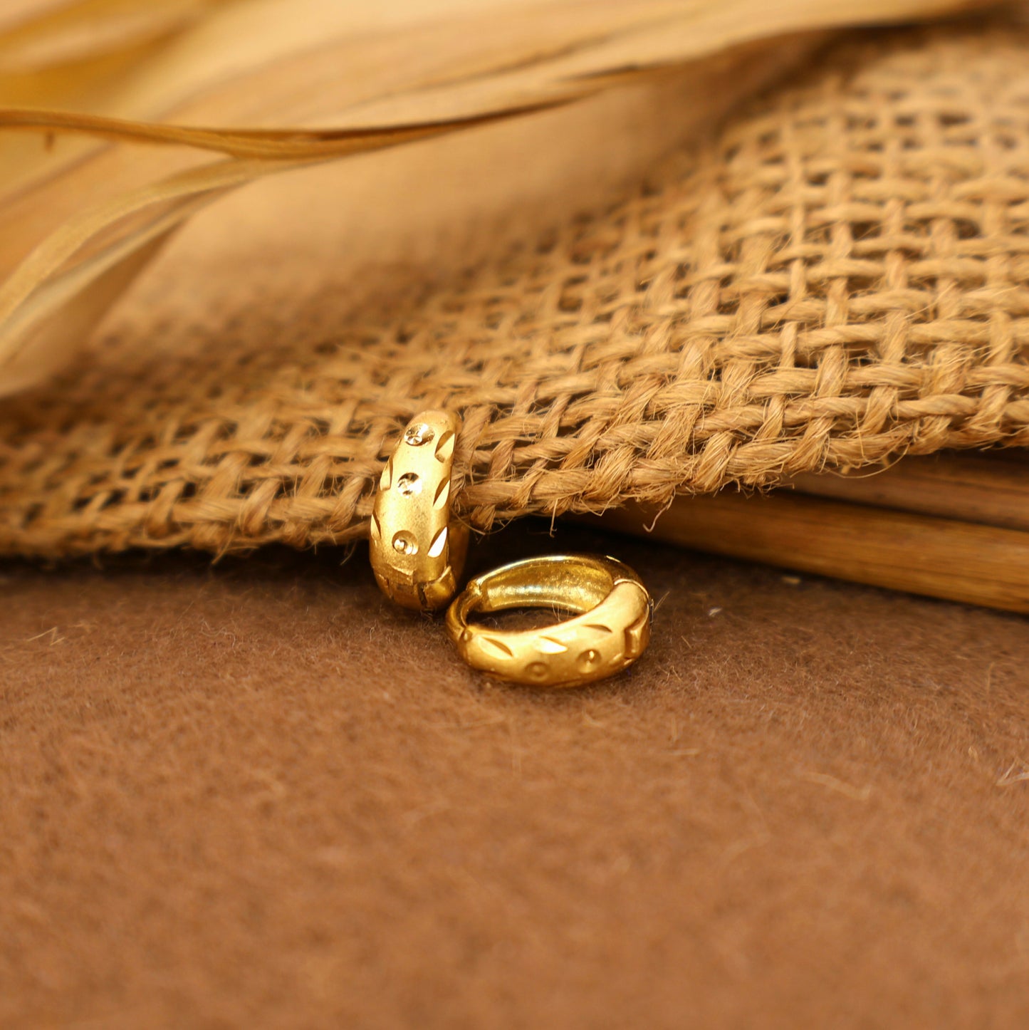 Gold-Plated Dotted AD Bali Huggie Hoop Earrings kan ki balin