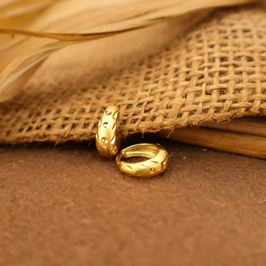 Gold-Plated Dotted AD Bali Huggie Hoop Earrings kan ki balin