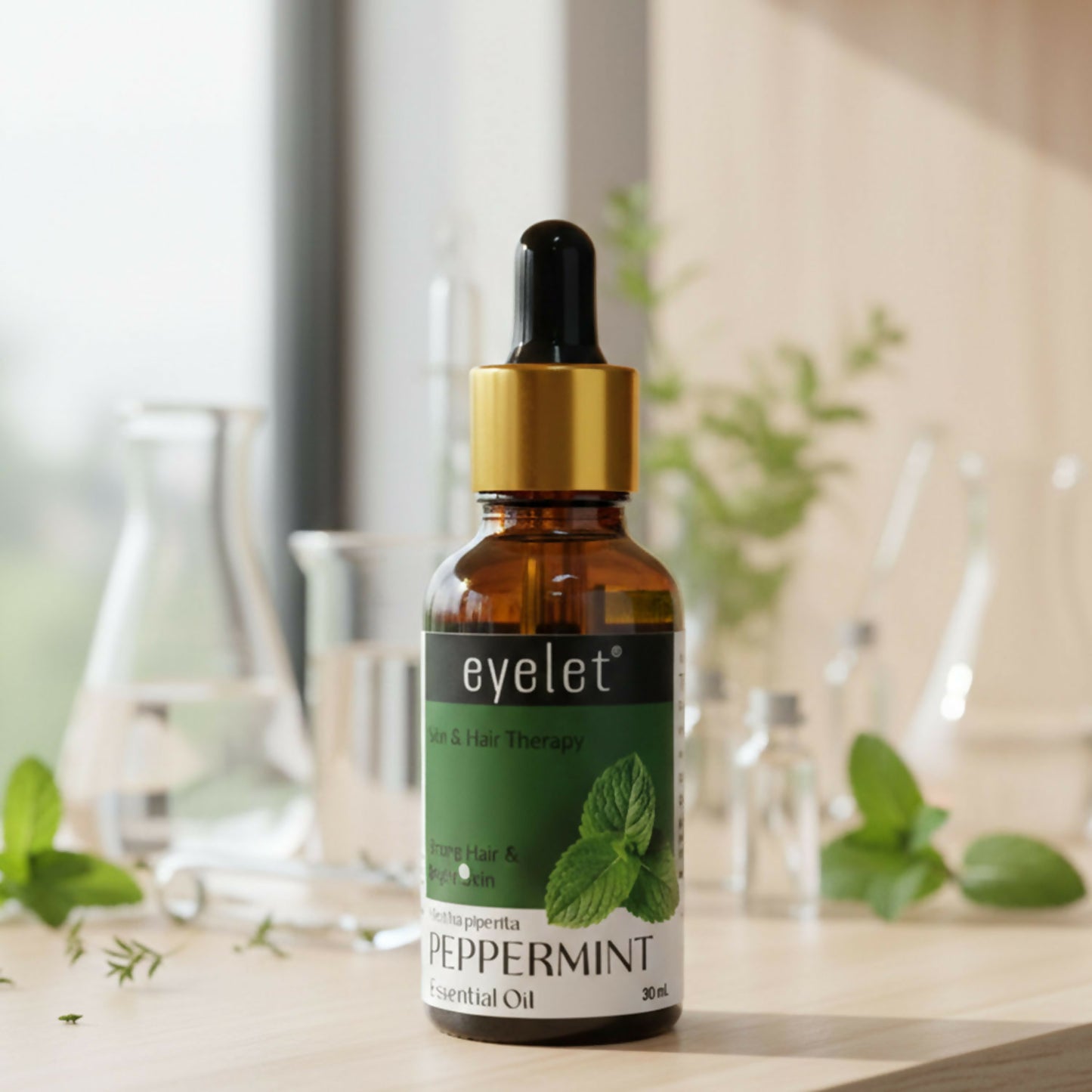 Eyelet Peppermint Essential Oil for Strong Hair & Bright Skin Fresh Mint Aroma Oil with Dropper (30Ml)