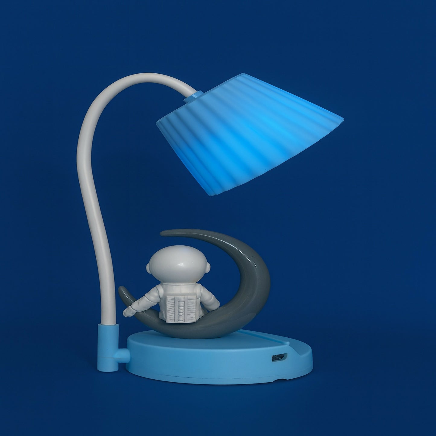 Blue Astronaut Moon LED Table Lamp, USB Rechargeable Kids Night Light