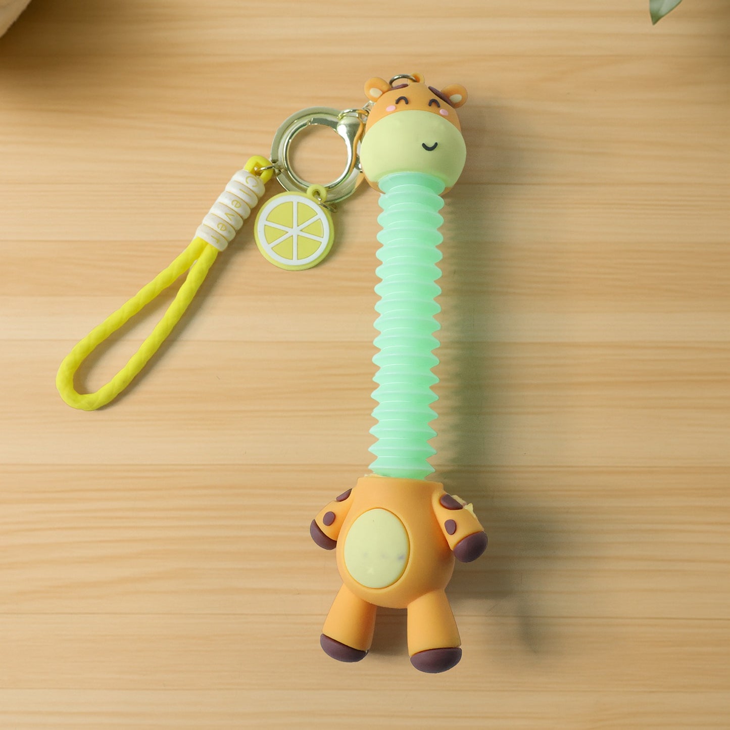 Cute Giraffe Cartoon Keychain with Flexible Neck & Wrist Strap