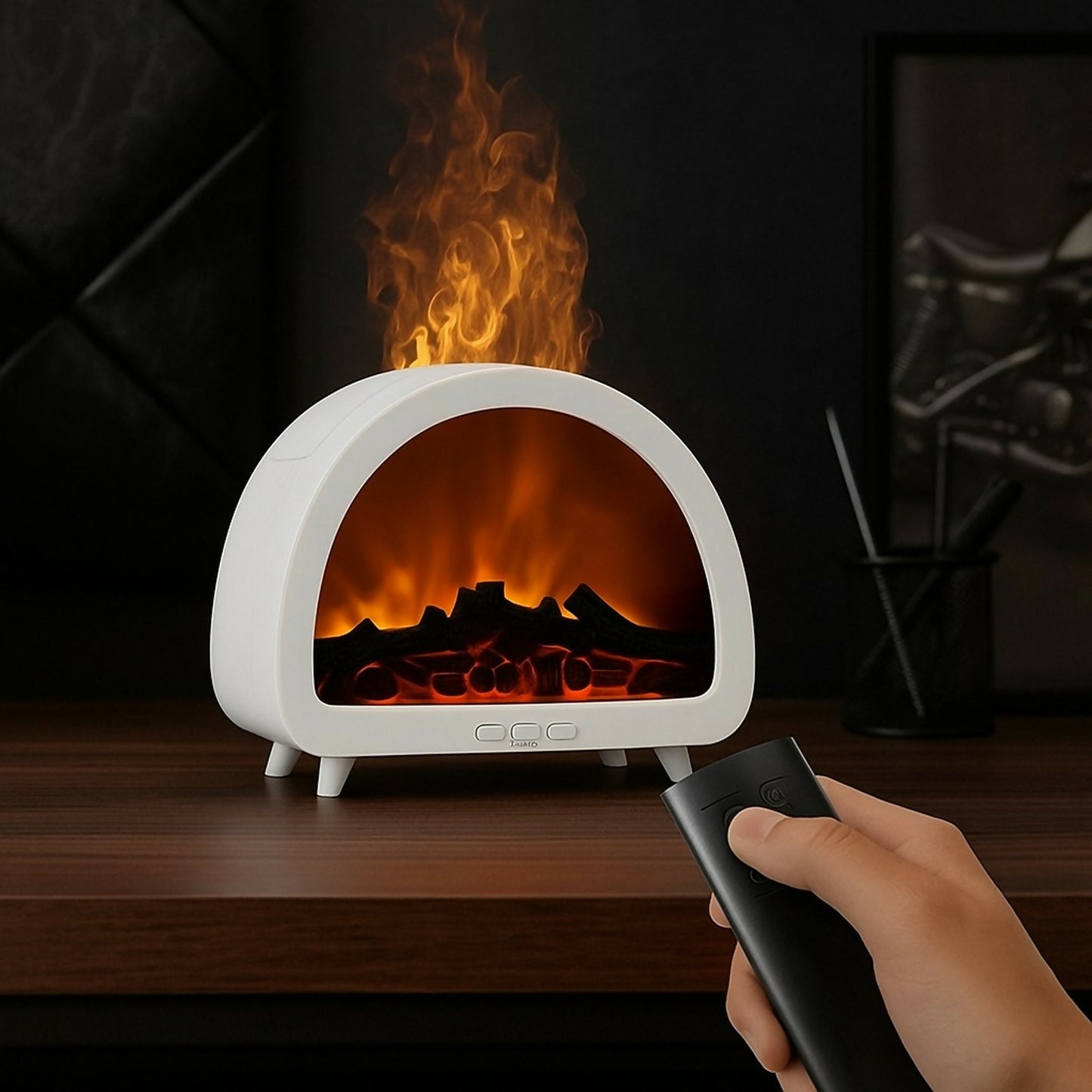 Flame Effect Fireplace Heater with Realistic LED Fire & Remote Control
