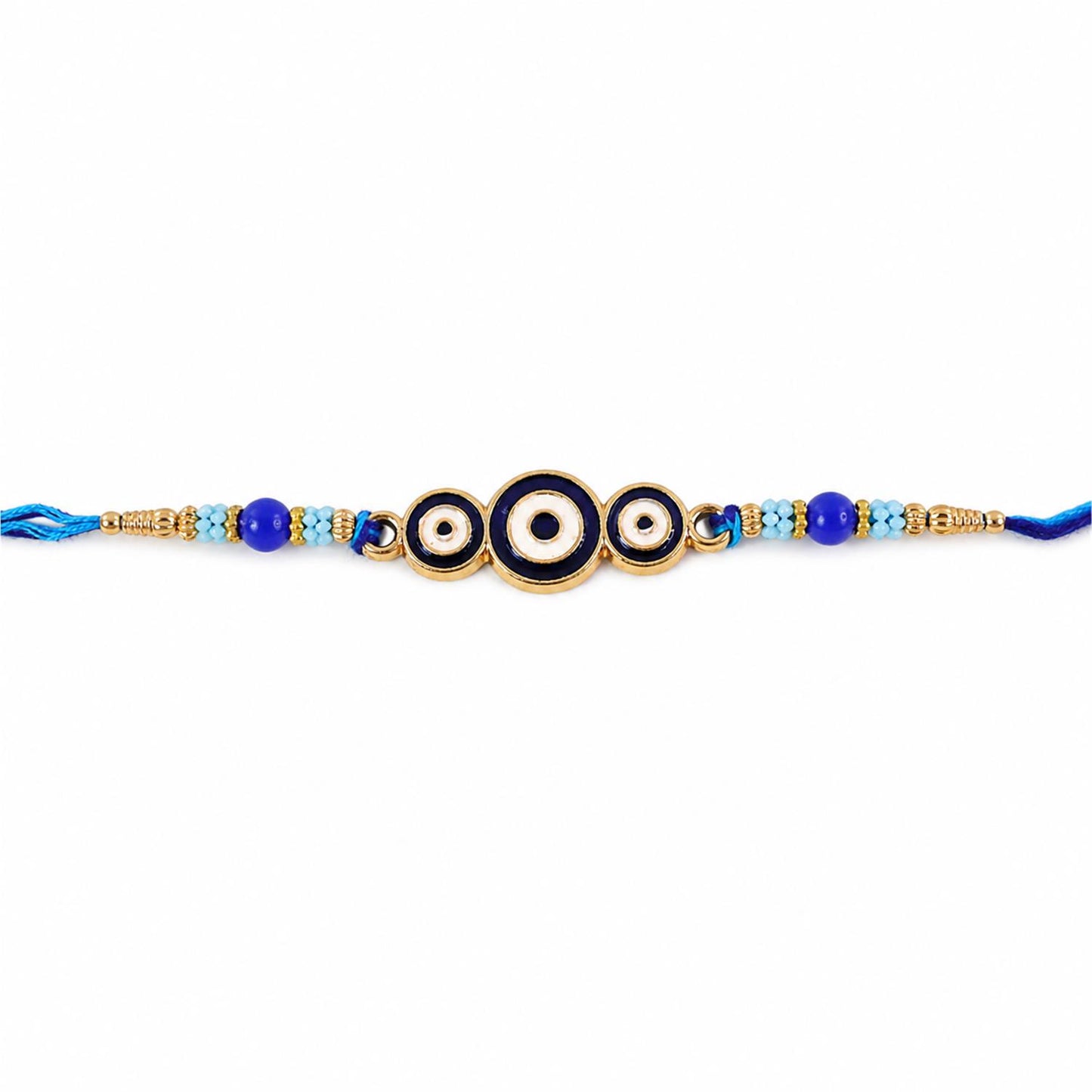 Designer Triple Nazar Evil Eye Enamel Bead Traditional Rakhi