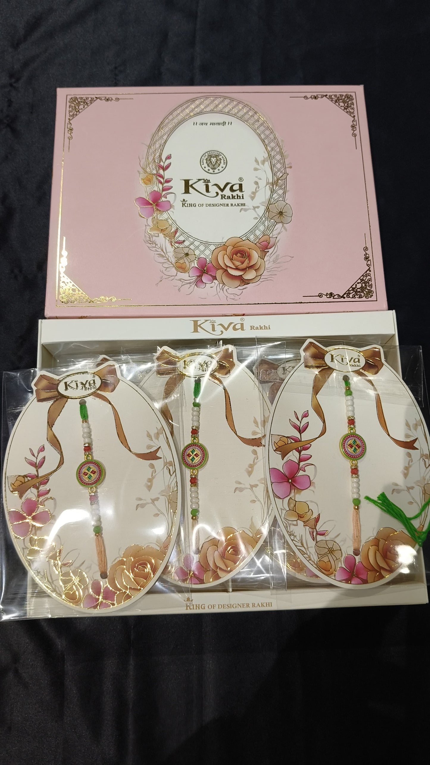 12 Pc Traditional Swastik Rakhi Set with Colorful Beads and Round Dial – Sacred Raksha Bandhan Gift Box for Brothers