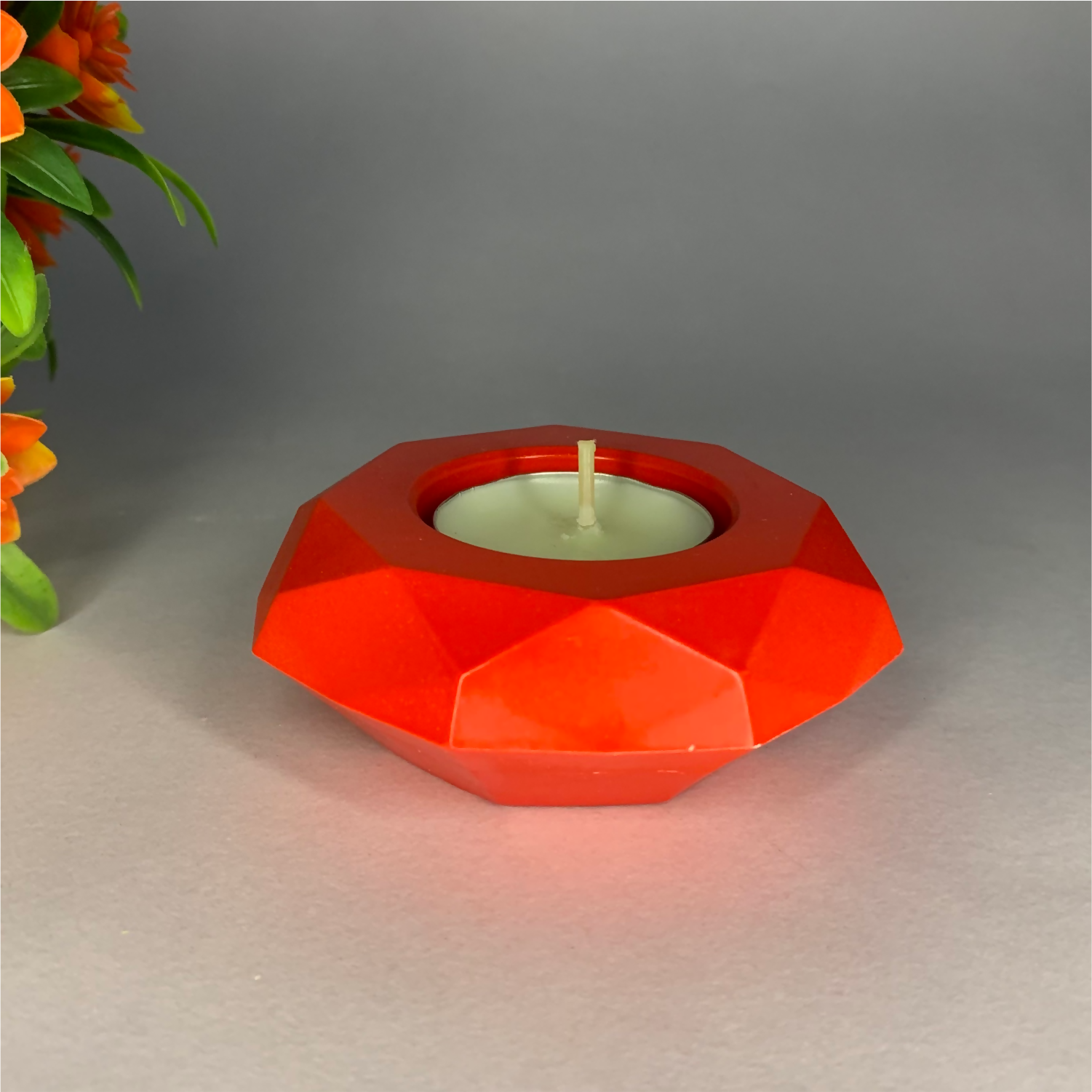Diamond Diya red tealight candle Elegant Home Decor Handmade