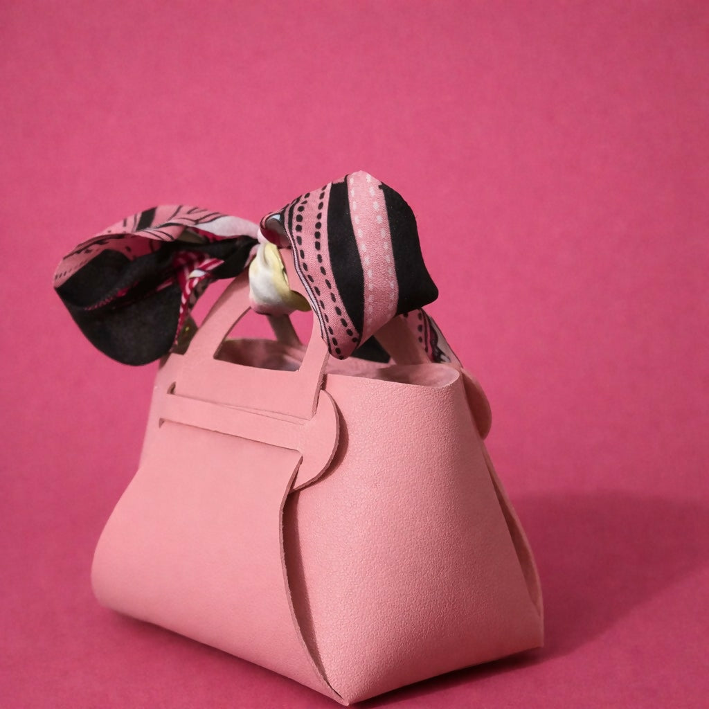 Mini Handheld Bag for Women with Bow Detail | Compact Casual & Gift Purse (PINK)