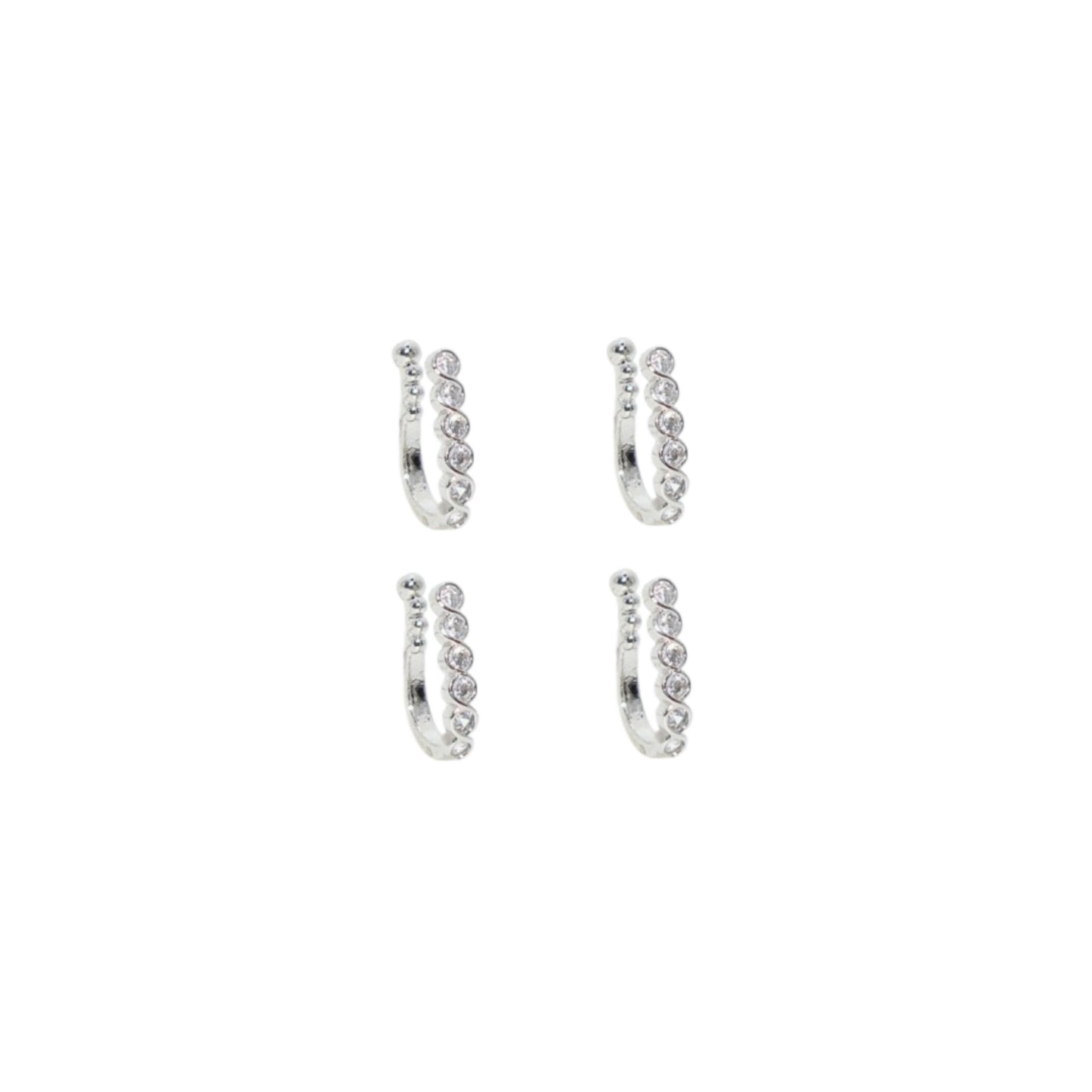 Non-Piercing AD Pave Nose Cuff | Multi-Color Stone Set Combo Pack of 4