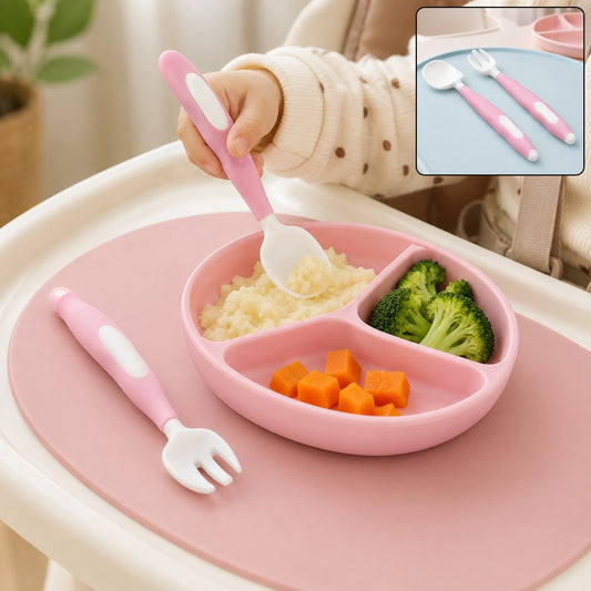 Kids Self-Feeding Utensils – Bendable Spoon & Fork Set | Quickslice