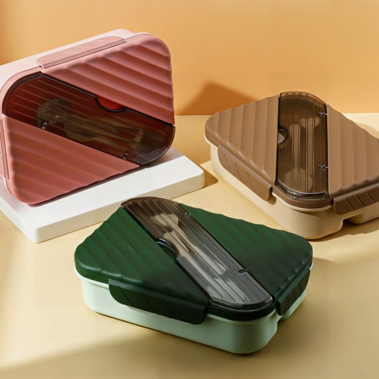 Lunch Box with Spoon & Fork Leak Proof Bento Lunch Box for Kids & Adults (3 Compartment)