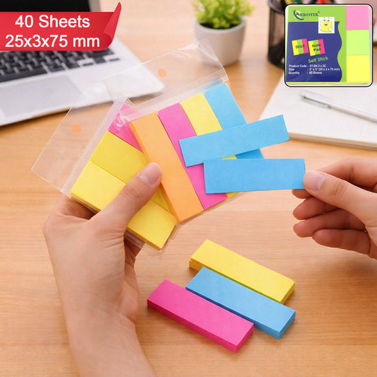 Self Sticky Notes Pad 3 Multicolour with Strong Adhesive (25×3×75 mm, 40 Sheets, 6 Pack Combo)