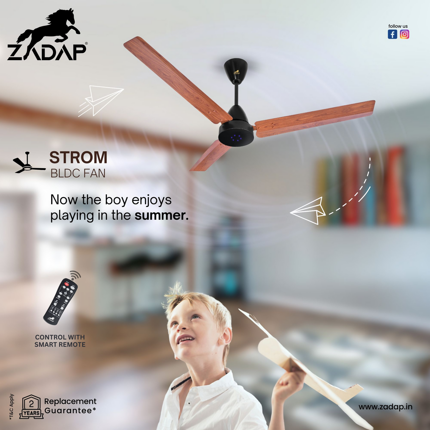 Zadap STROM High Speed BLDC Fan with Remote