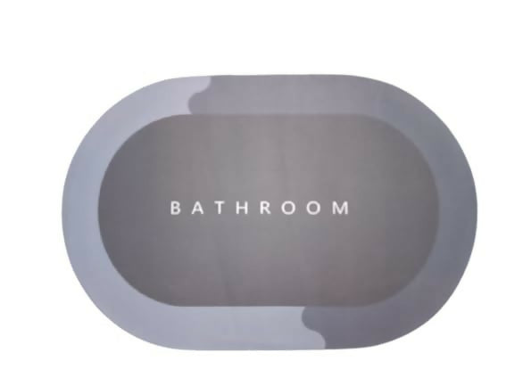 Premium Grey Oval Bathroom Floor Mat – Anti-Slip Soft Microfiber Bath Rug for Home, Hotel & Spa | Quick Dry, Water Absorbent, Washable Bathroom Mat with Non-Skid Rubber Backing | Modern Minimalist Design