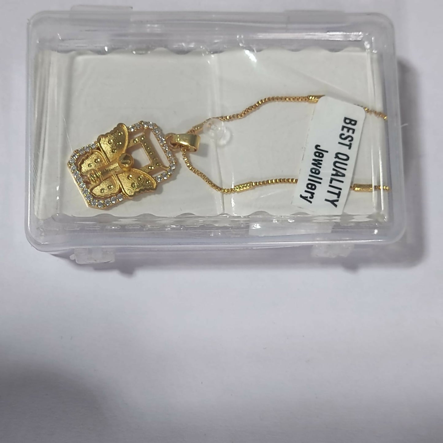 Gold pendant AD Butterfly Rectangle Pendant Necklace For women and girls