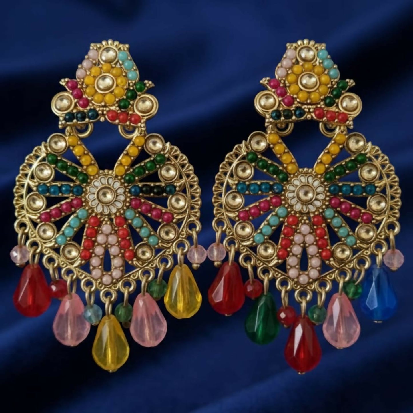 Premium Handcrafted Multicolor Teardrop Hanging Earrings