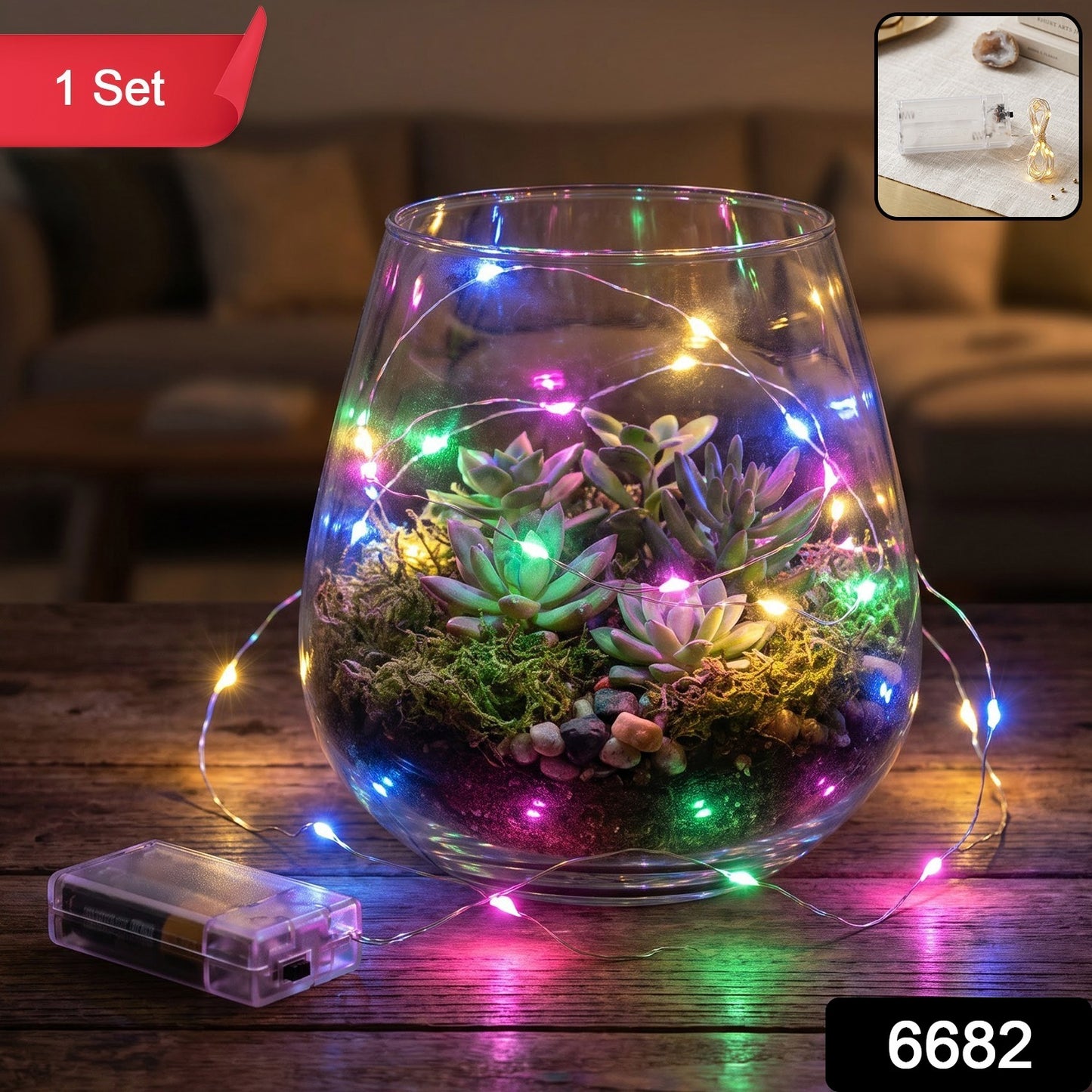 Decorative Multicolour Battery Operated LED String Light Set for Homes (1 Set)