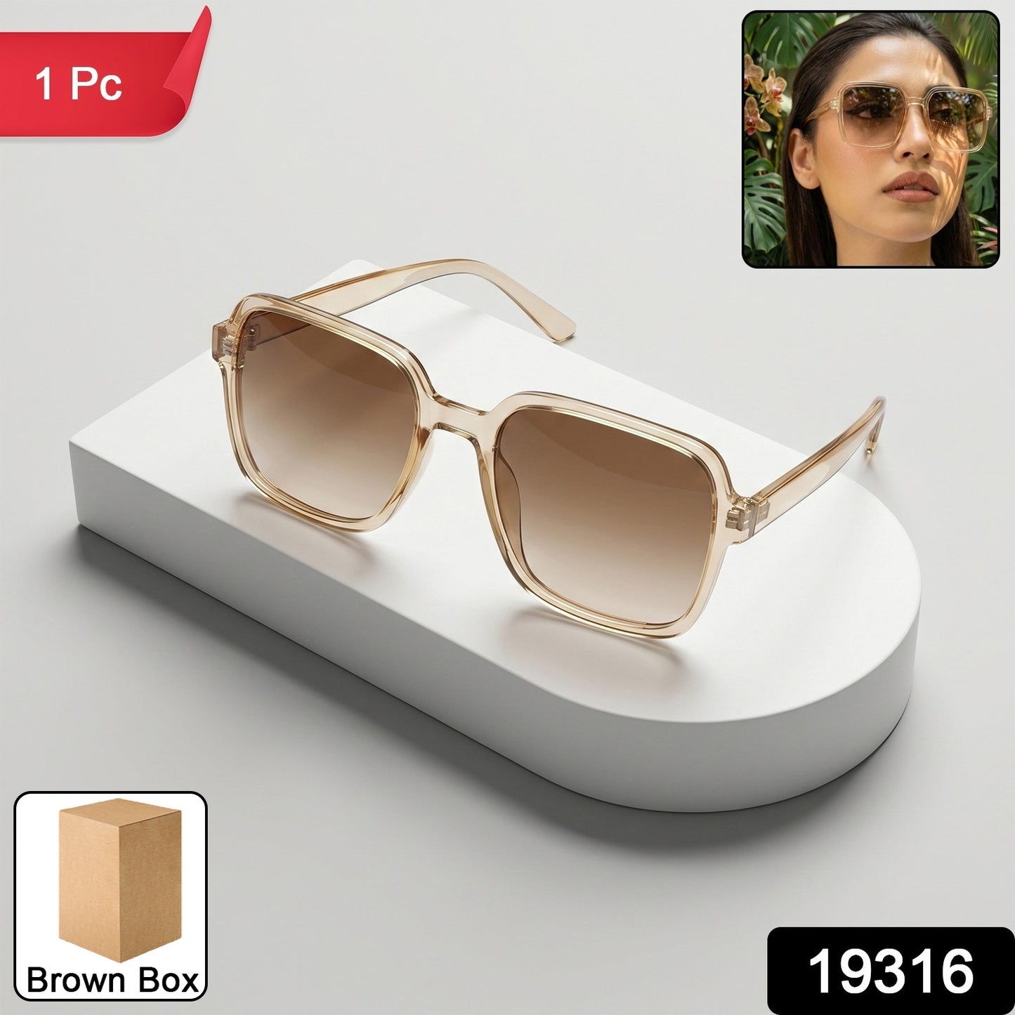 Square Retro Sunglasses for Men and Women with Gradient Tinted Lenses (1 Pc)