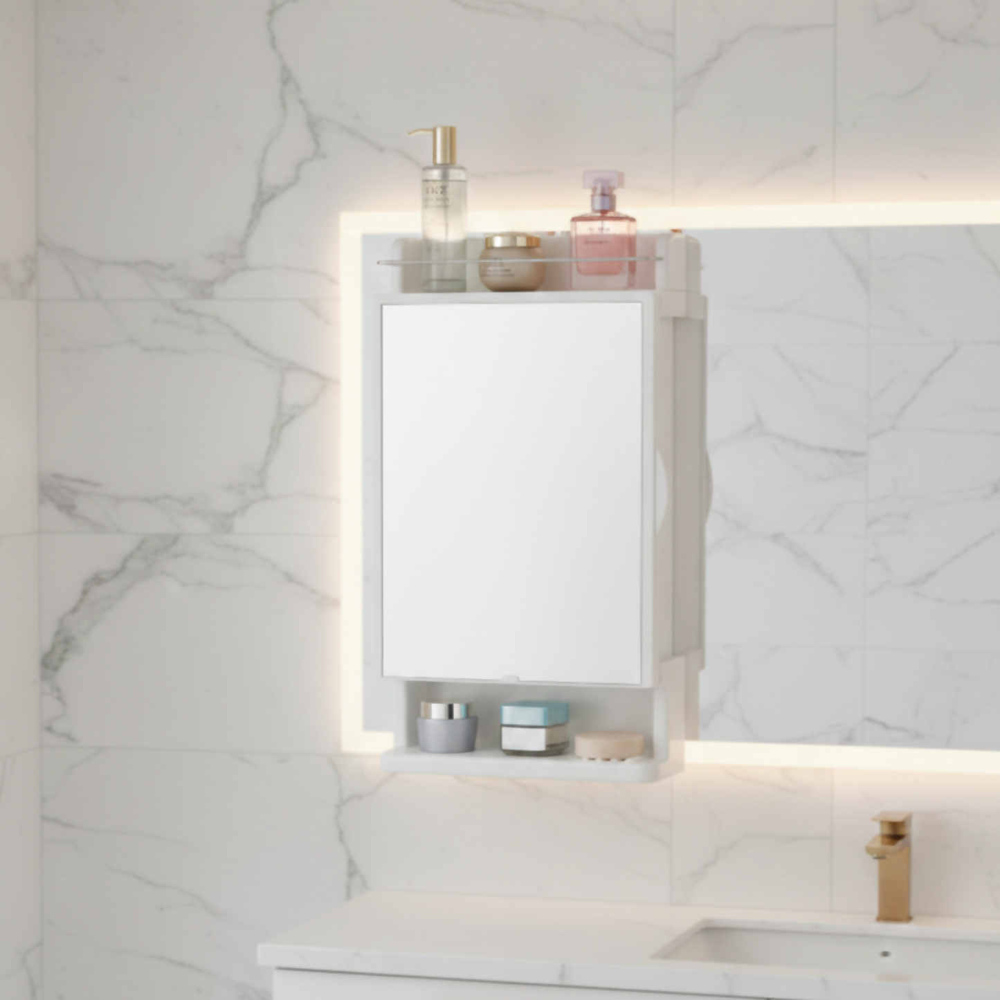 Professional Wall-Mount Makeup Studio With High-Gloss Finish & Mirror
