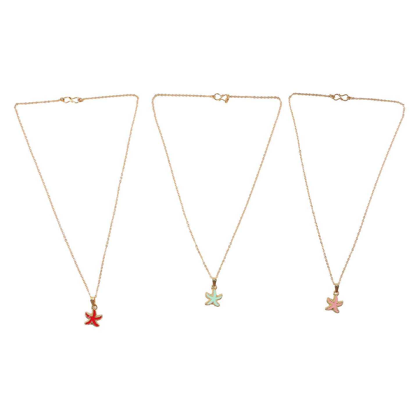 Cute Starfish Gold Pendant Necklace with Color Enamel