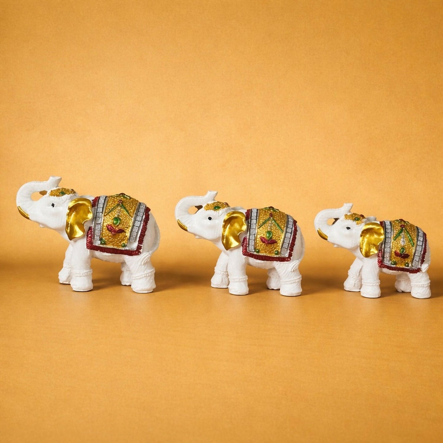 White Elephant Showpiece Set for Home Décor, Lucky Elephant Figurines