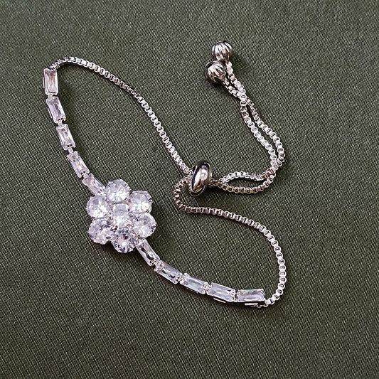 Silver Plated Ad Stone Adjustable Bracelet