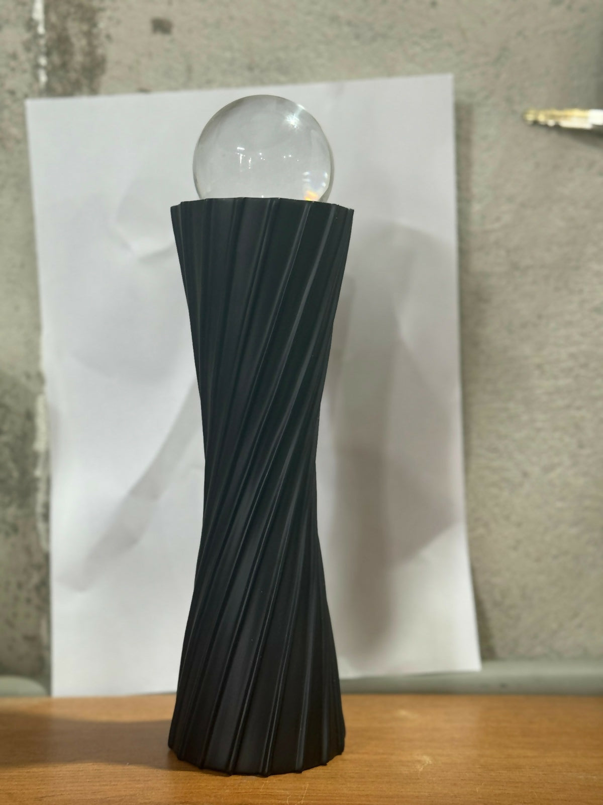 Modern Black Twisted Decorative Showpiece with Glass Ball – Elegant Abstract Home Decor Accent for Living Room, Office & Bedroom | Premium Resin Art Sculpture for Table & Shelf Decoration