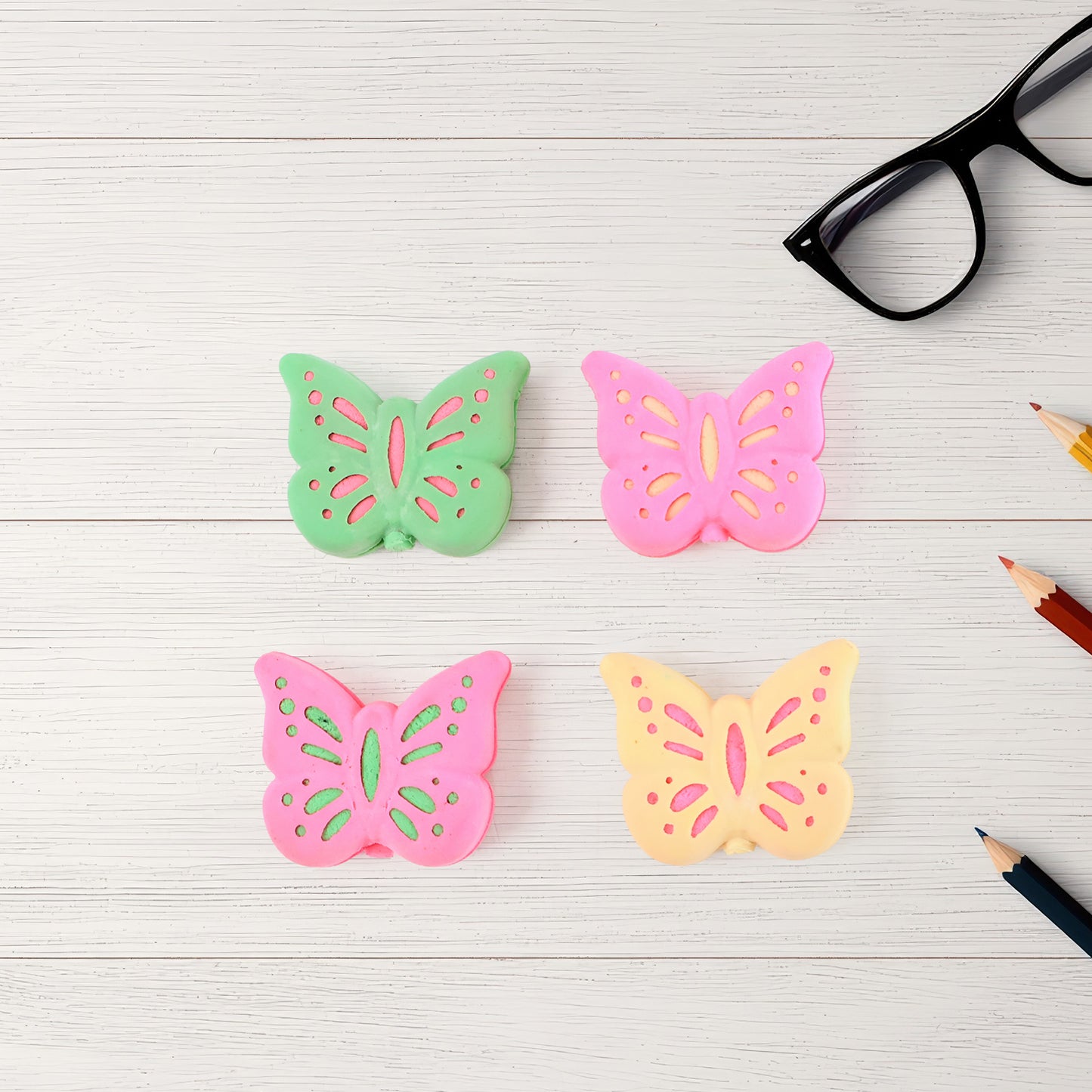 Butterfly Shape Eraser Rubber (25 Pc / Mix Colour & Design)