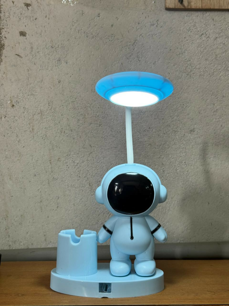 Blue Astronaut LED Desk Lamp with Pen Holder for Study Table, Kids Room & Bedside