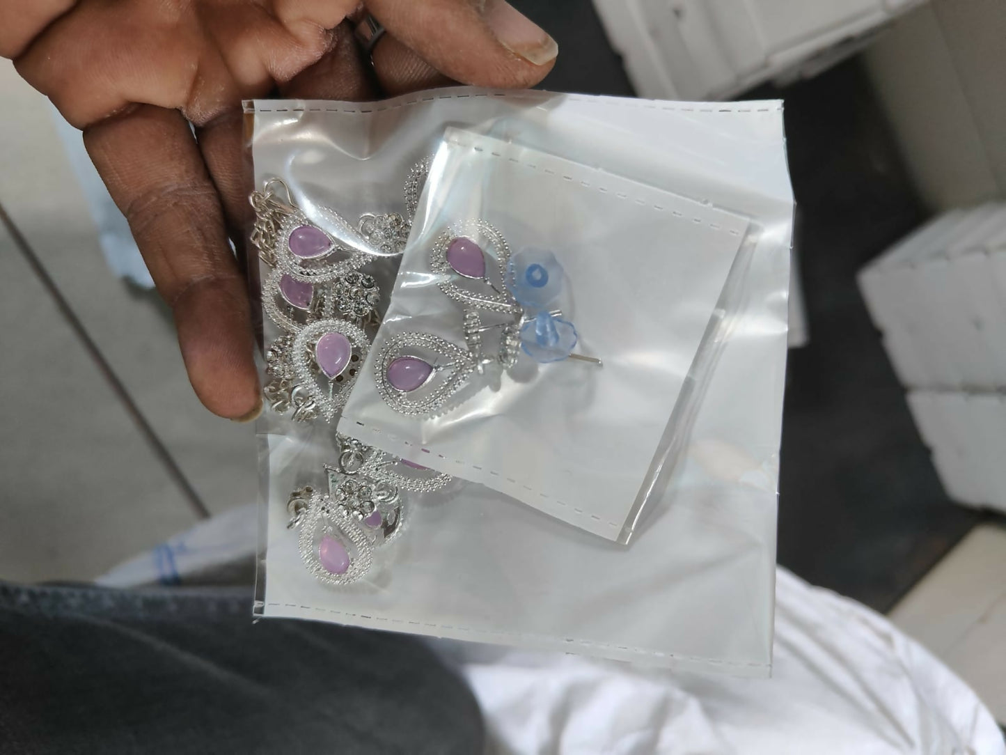 Rustic Oxidized Silver Purple & Emerald Choker Set