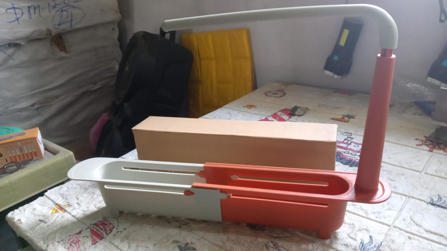 टेलीस्कोपिक सिंक स्टोरेज रैक मटेरियल किचन रग रैक डिशवॉशिंग ऑर्गनाइज़र शेल्फ ड्रेन बास्केट पीपी अंडर सिंक ऑर्गनाइज़र (माइक रंग 1 पीस)