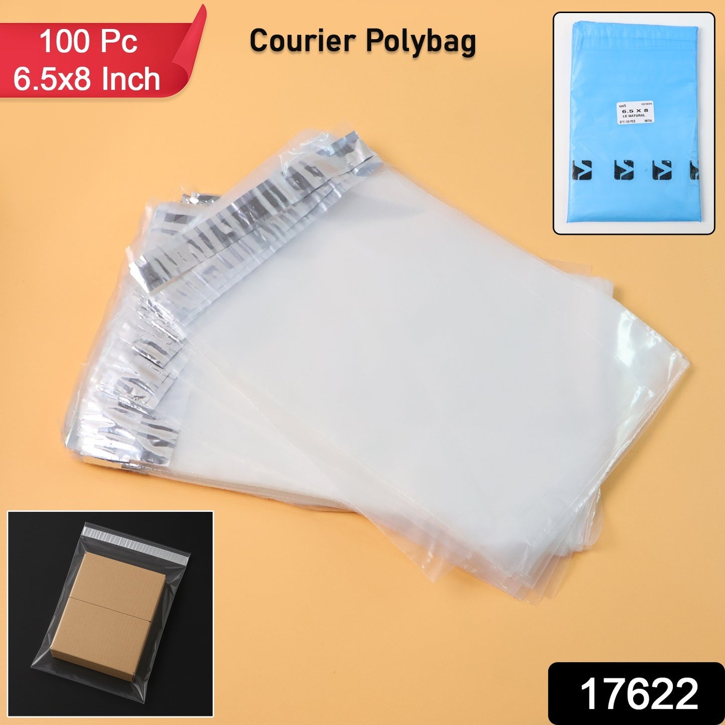 Self-Adhesive Courier Polybags (6.5x8 Inch / 100 Pc)