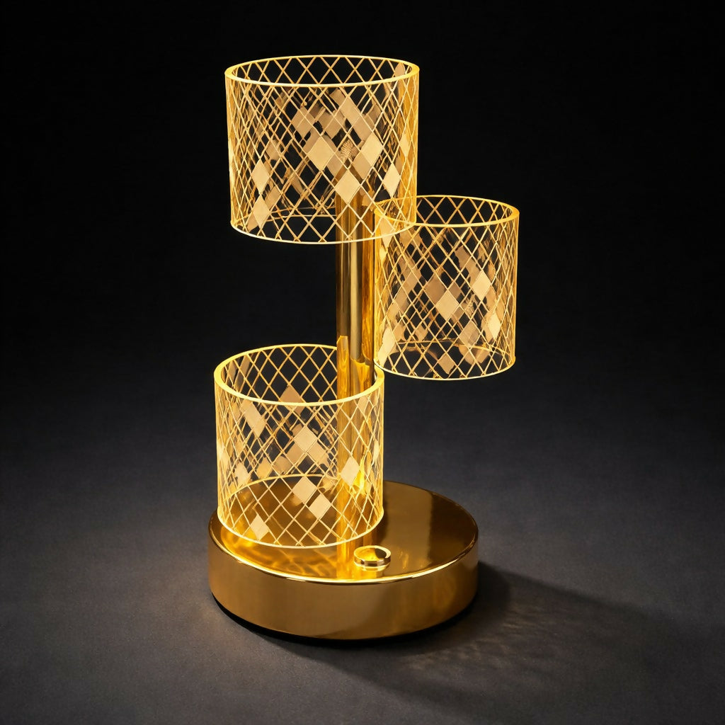 Modern Crystal Glow Table Lamp with Gold Base Decorative Light (Pattern may vary)