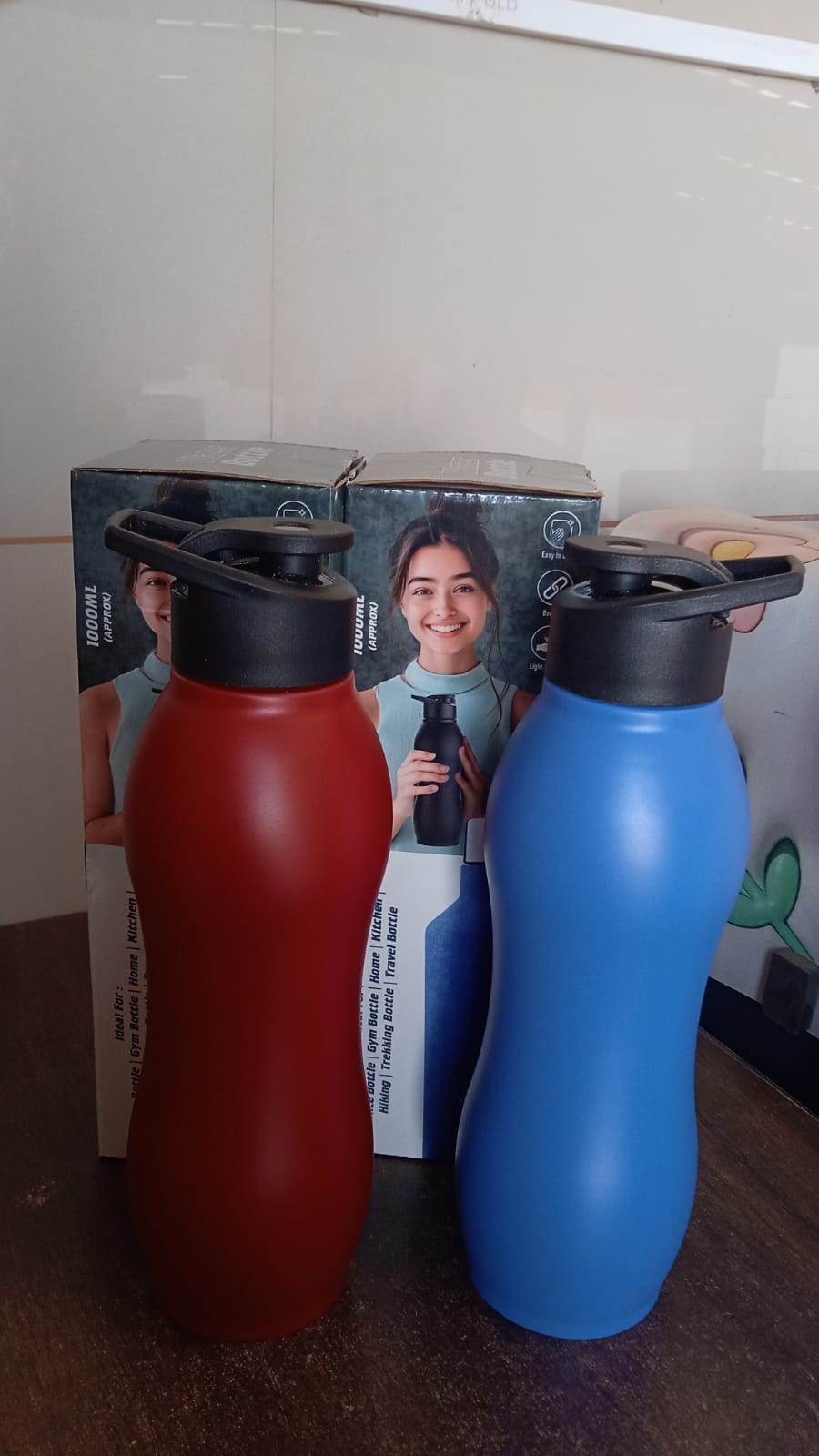 Customized / Personalized Stainless Steel Water Bottle (1000ML / Mix Colour / 1 Pc / Matte)