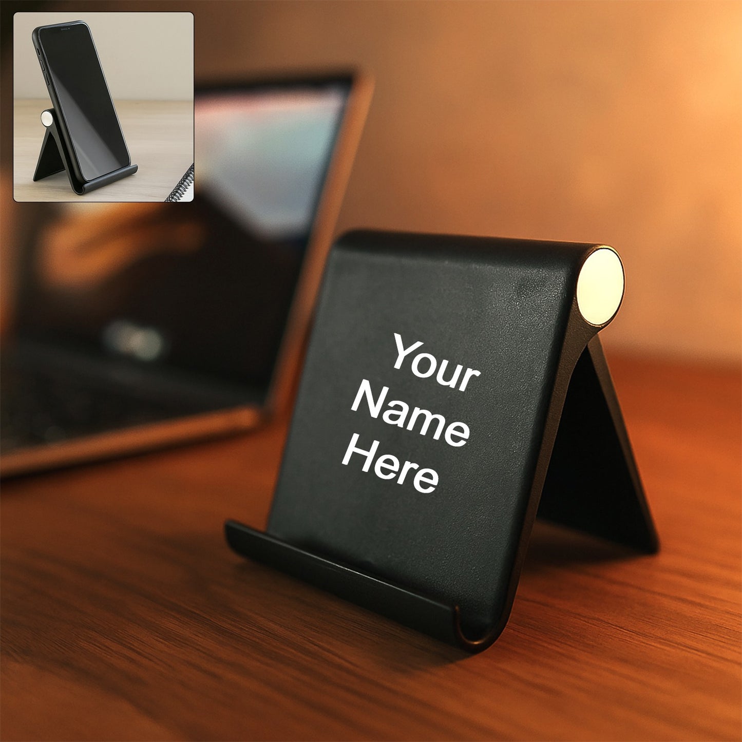 Custom Plastic Foldable Desktop Mobile Stand (1 Pc / Black)