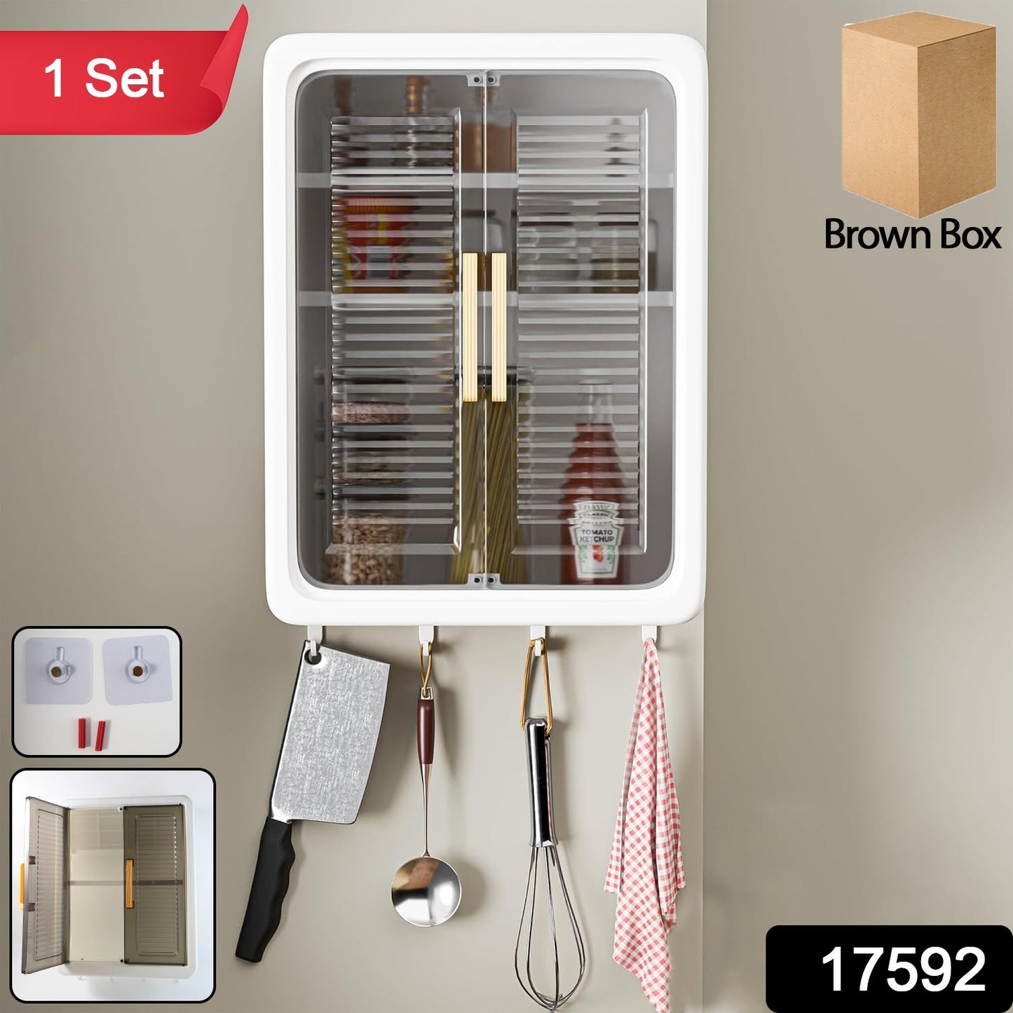Large Wall-Mounted Kitchen Storage Cabinet Set