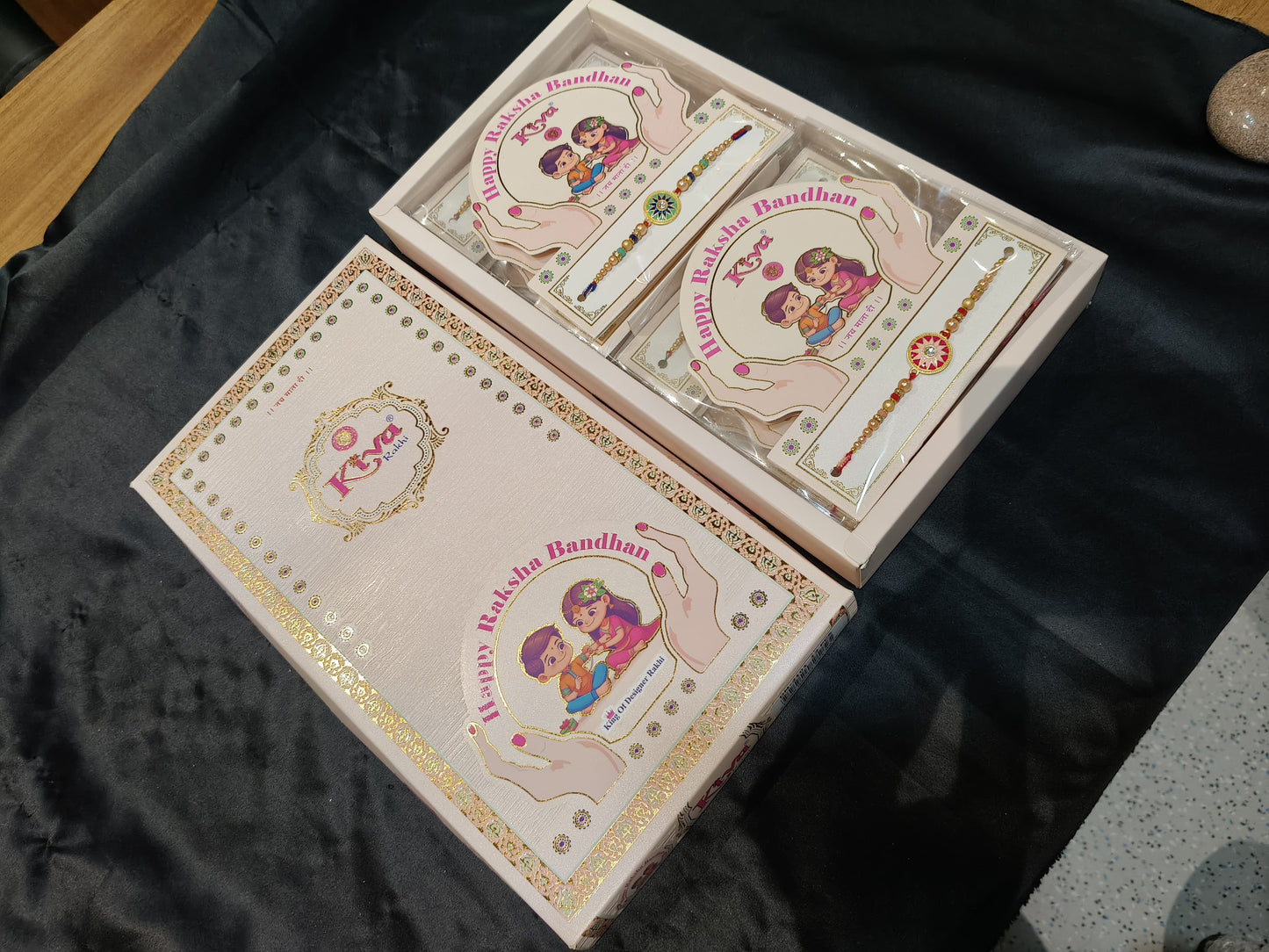 Grand Collection: 12 Designer Pink and Gold Pattern Rakhis