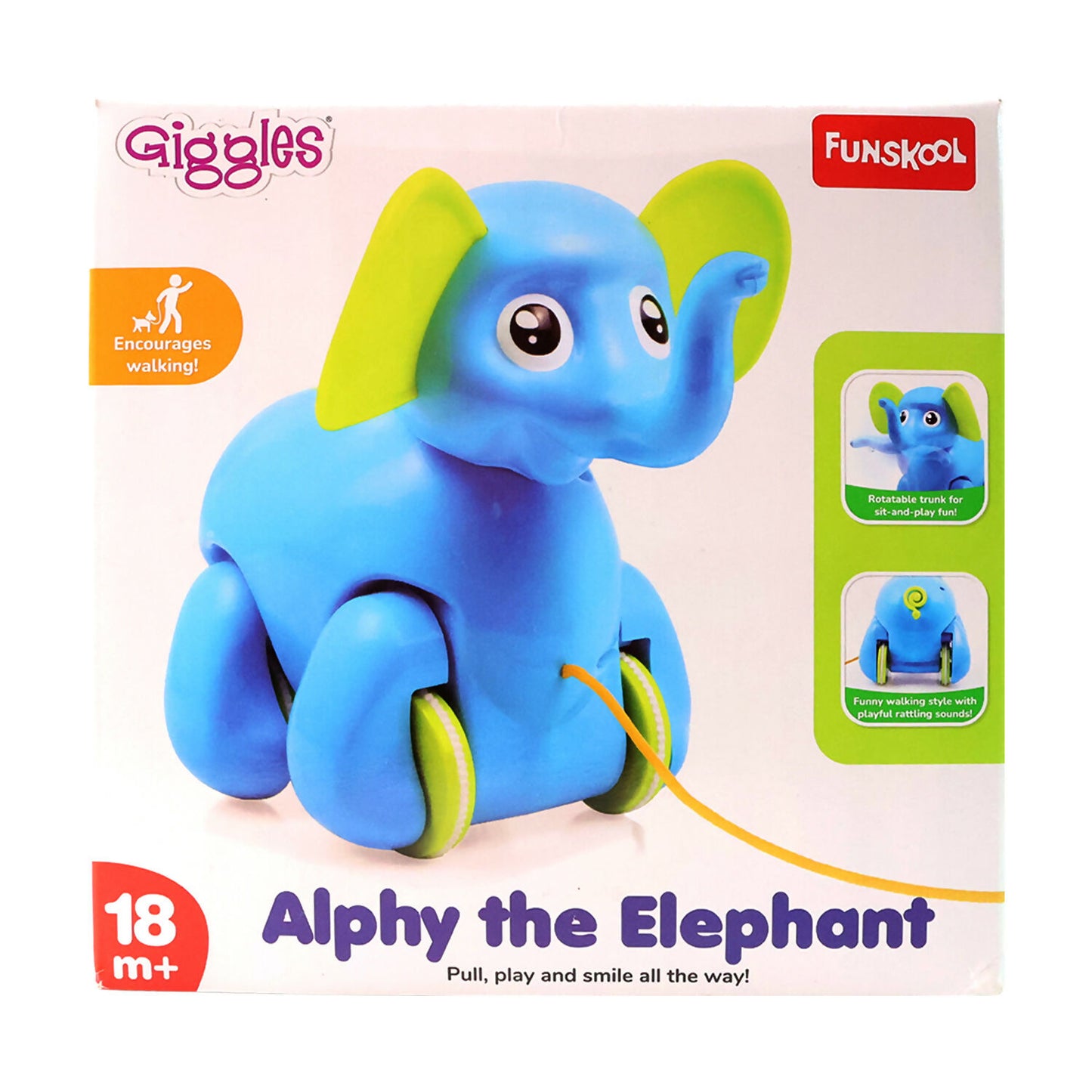 Funskool Giggles Alphy the Elephant Pull-Along Toy – Walking & Activity Toy for Toddlers