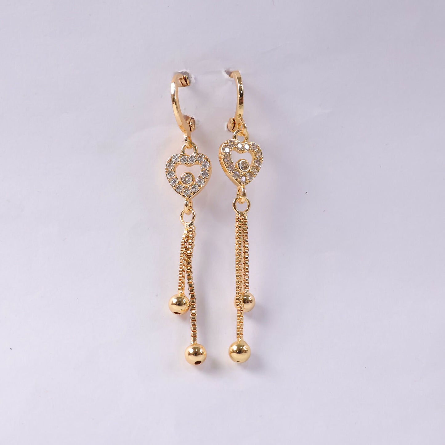 Rose Gold-Tone Crystal Heart Tassel Drop Earrings for Women