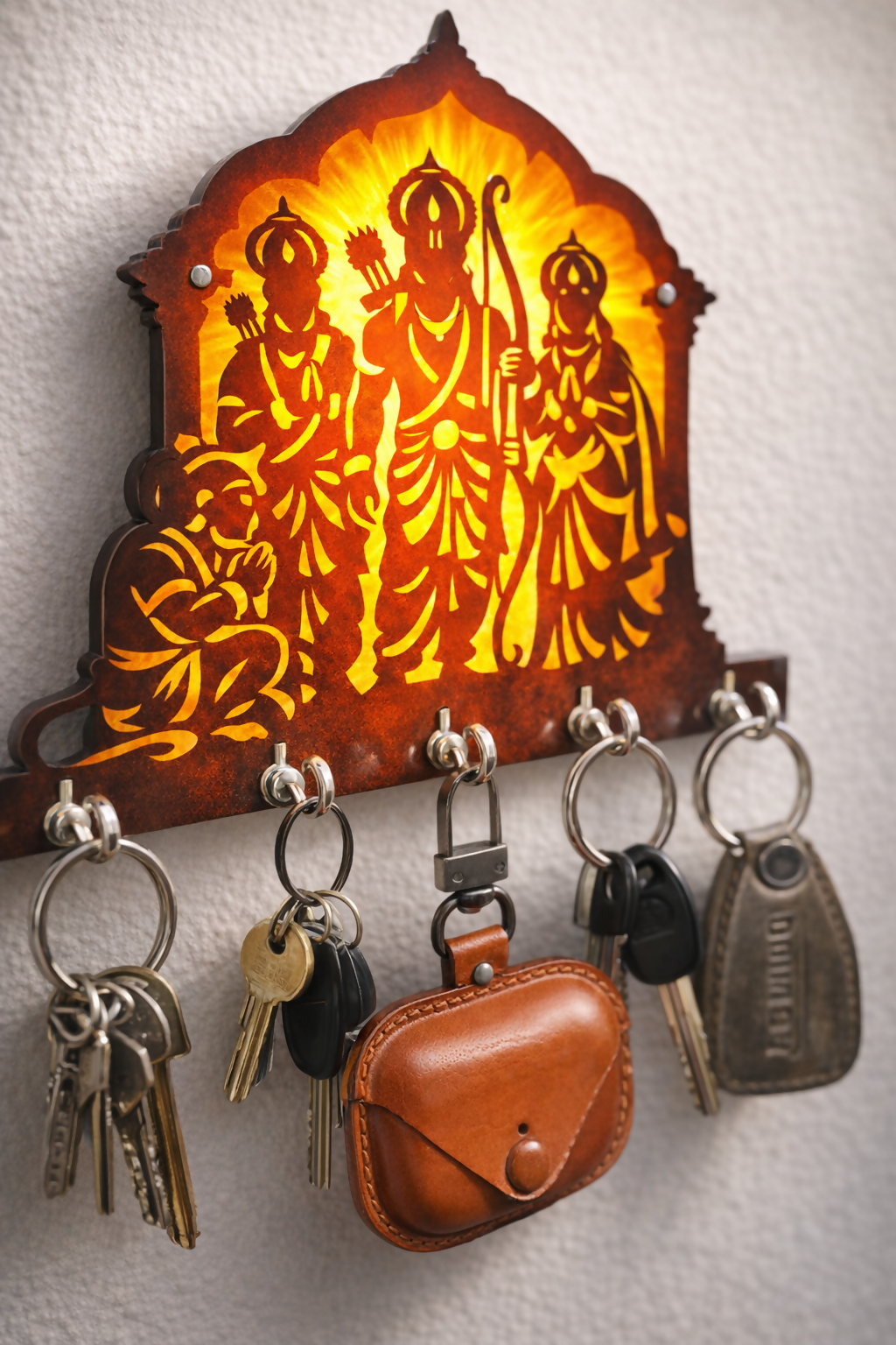 Ram Darbar Wooden Key Hanger for Home Entrance Wall Decor Key Holder Stand