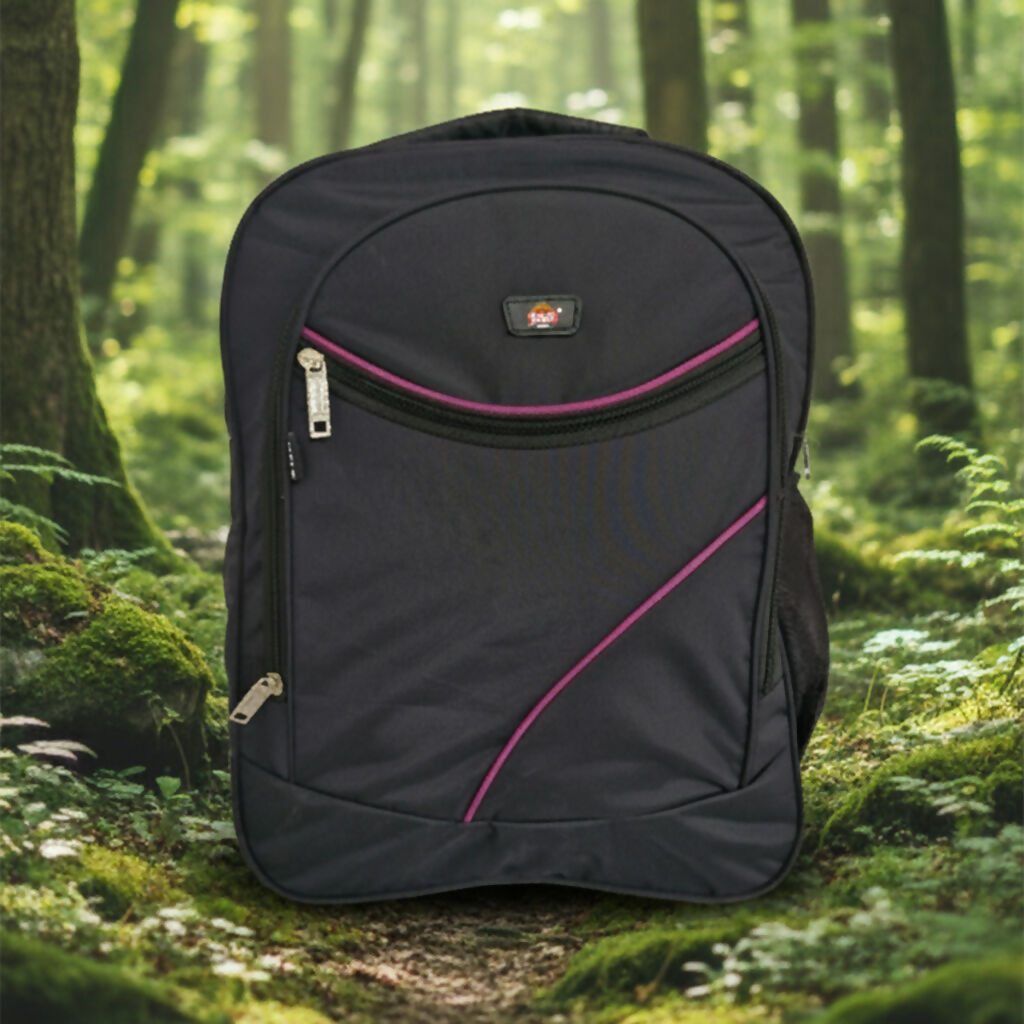 Black Backpack with Multicolor Design | Durable Travel & School Bag | Multiple Compartments | Unisex Office Backpack
